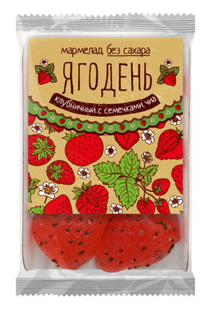 Мармелад Ягодень клубничный с семенами чиа, 140г, Сибирский кедр сибкедр25 - фото 15609