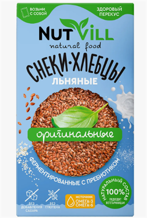 Снеки-Хлебцы льняные Оригинальные без глютена, 70г, Nutvill натвилл35 - фото 19716