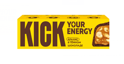 Батончик арахисовый на сиропе в темном шоколаде, 45г, Kick кик12